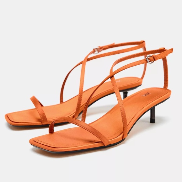 Zara Shoes - NEW! Zara Satin Effect Cross Strap Heeled Sandals Size 39 or 8 (US)